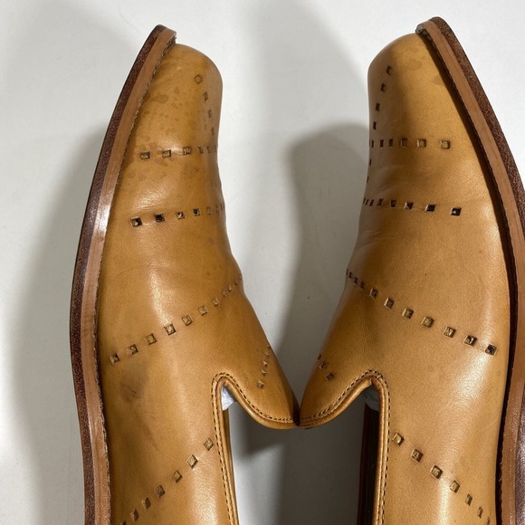 GIORGIO BRUTINI Mens 10 Loafers Private Collection Tan Leather Square Toe - Picture 8 of 12
